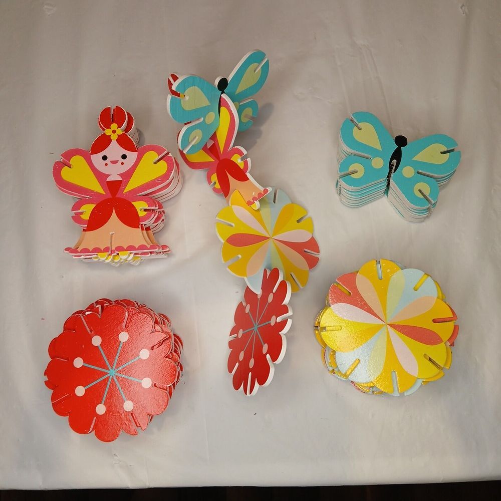 Interlocking Puzzle Pieces 48 Pieces Butterfly, Red Flower, Multi Flower,‎ Girl